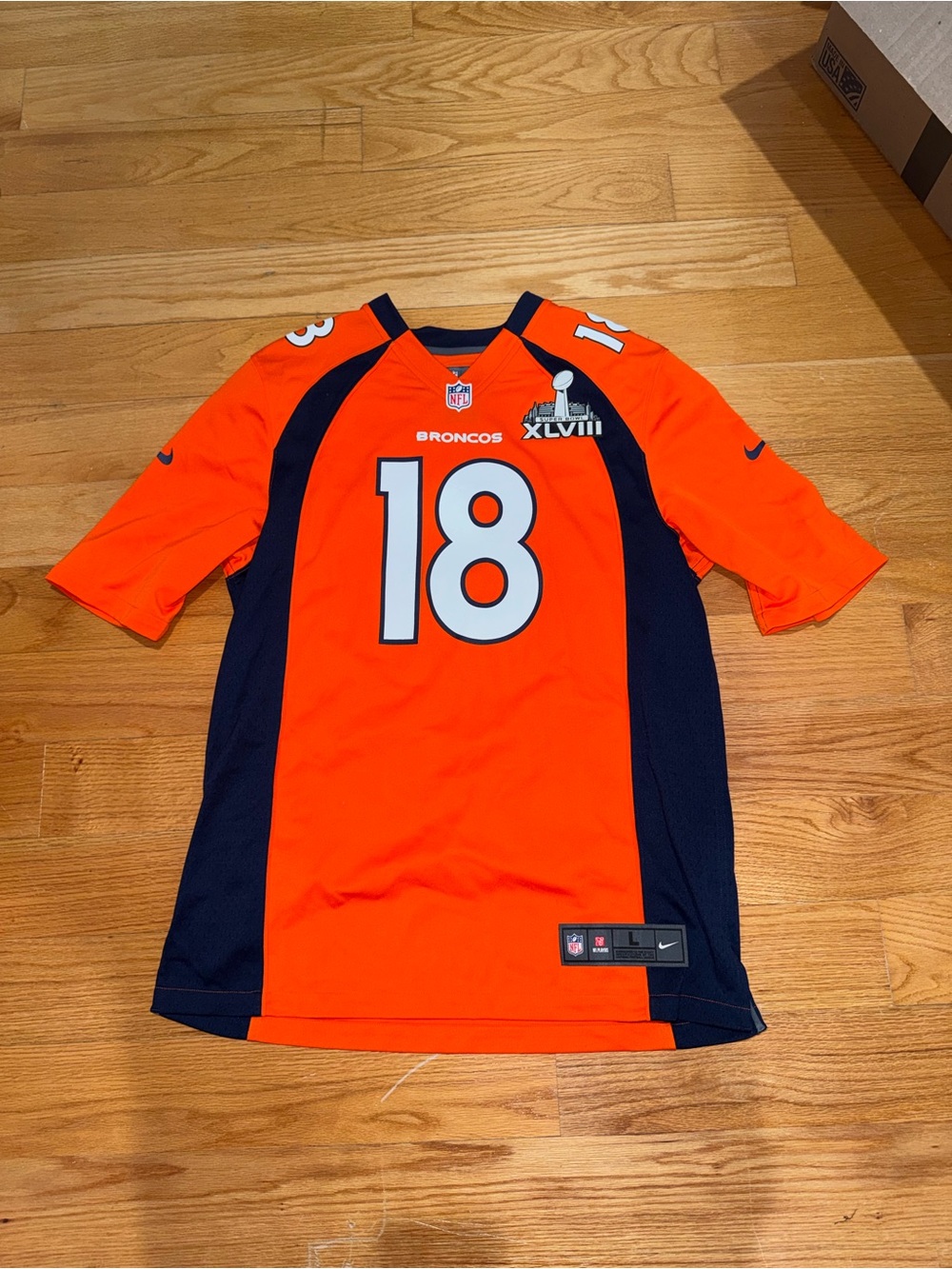 Nike Denver Broncos #18 Orange and Navy Game Jersey